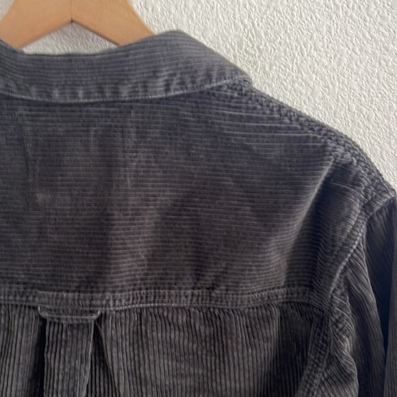 American Eagle Corduroy Shacket Dark Gray Ribbed Front Button Cotton XS - Picture 7 of 7